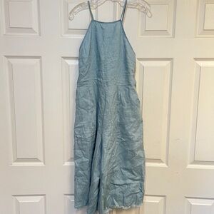 Reset blue adjustable open back culotte jumpsuit pockets summer beach medium